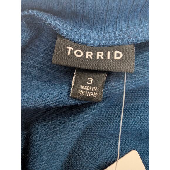 Torrid Women's Long Sleeve V Neck Ruffle Shoulder Knit Top Size 3x 22-24 Teal - Picture 3 of 8